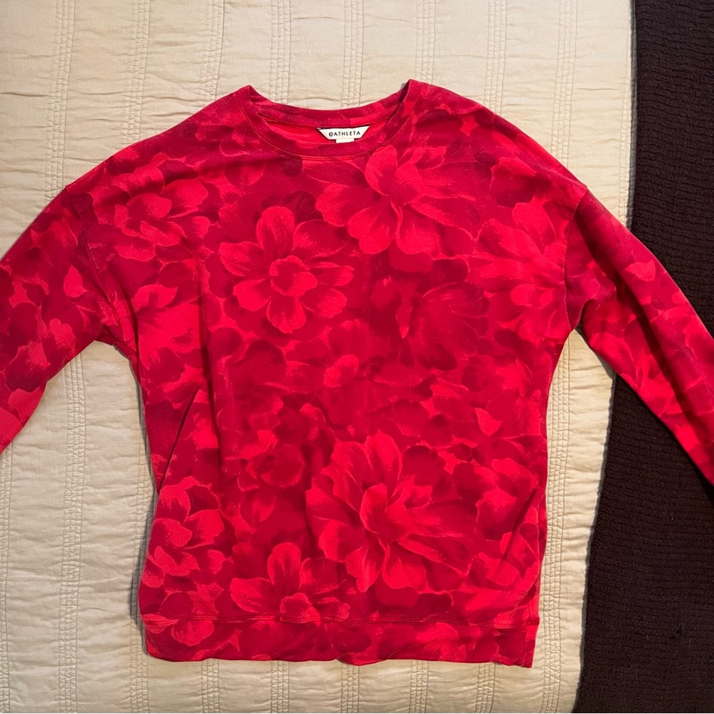 Athleta Red floral Sweater - Picture 3 of 4